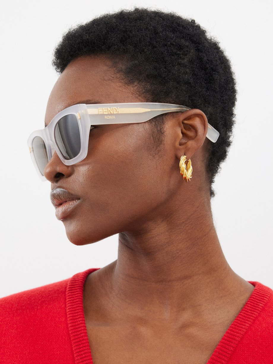 White Fendi Roma square acetate sunglasses | Fendi Eyewear | MATCHES UK