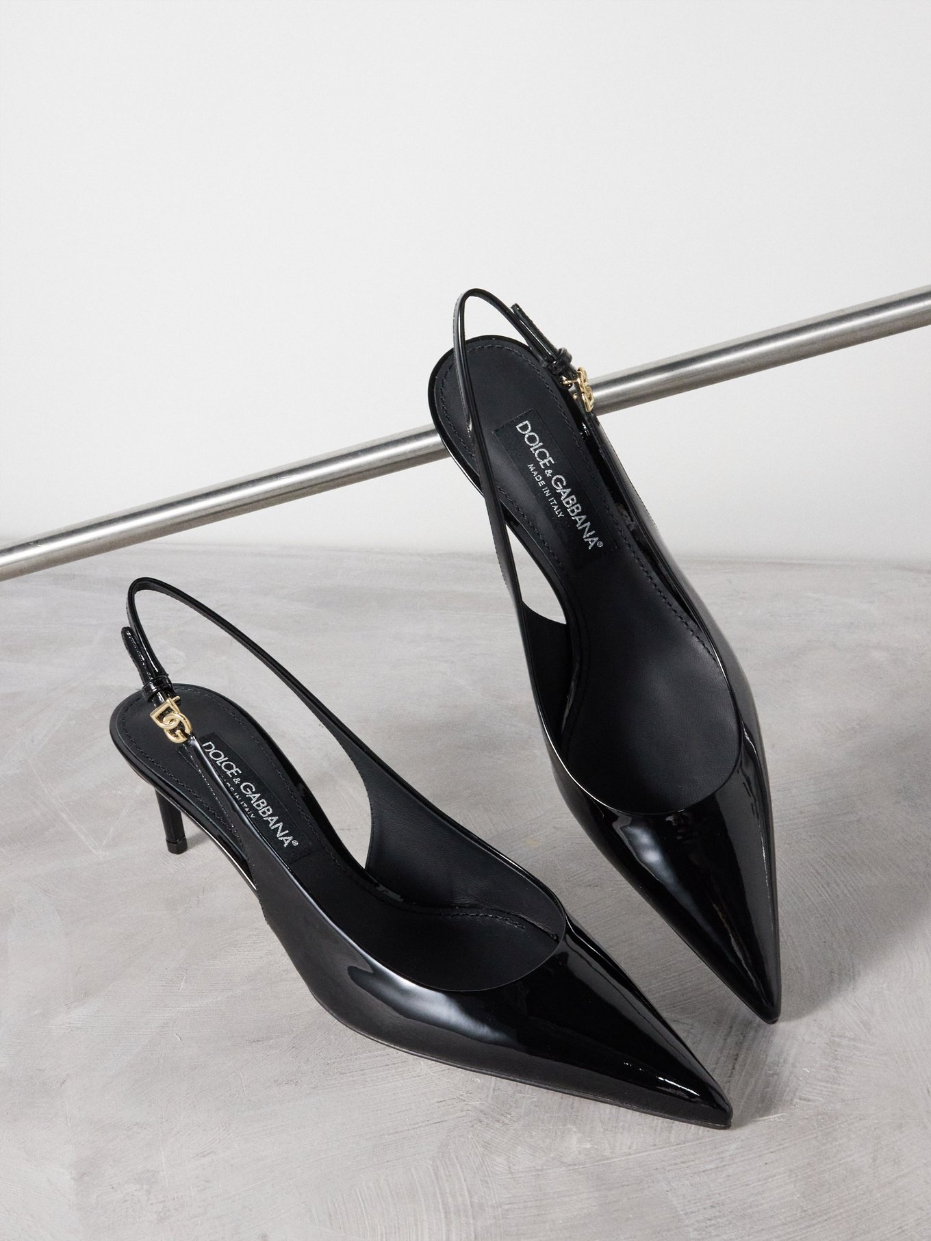 Black patent deals leather slingback heels