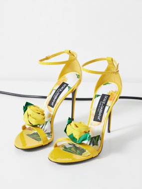 Dolce & Gabbana Rose-embellished 105 patent-leather sandals