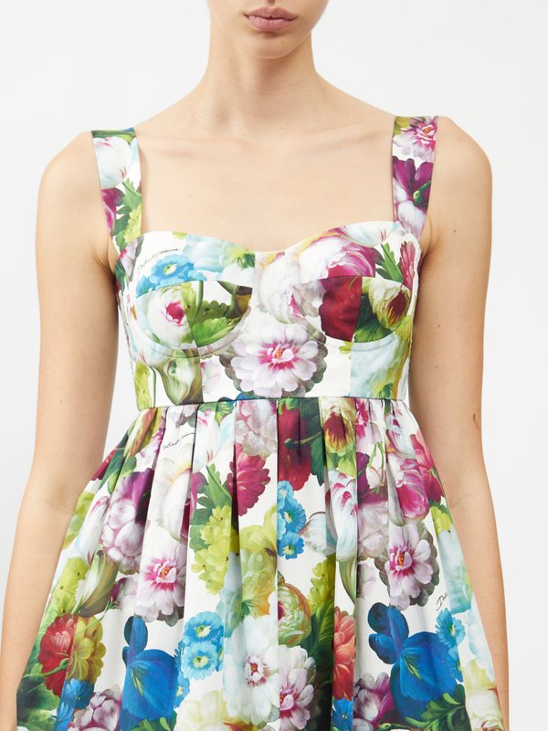 Dolce & Gabbana Floral-print cotton-poplin mini dress