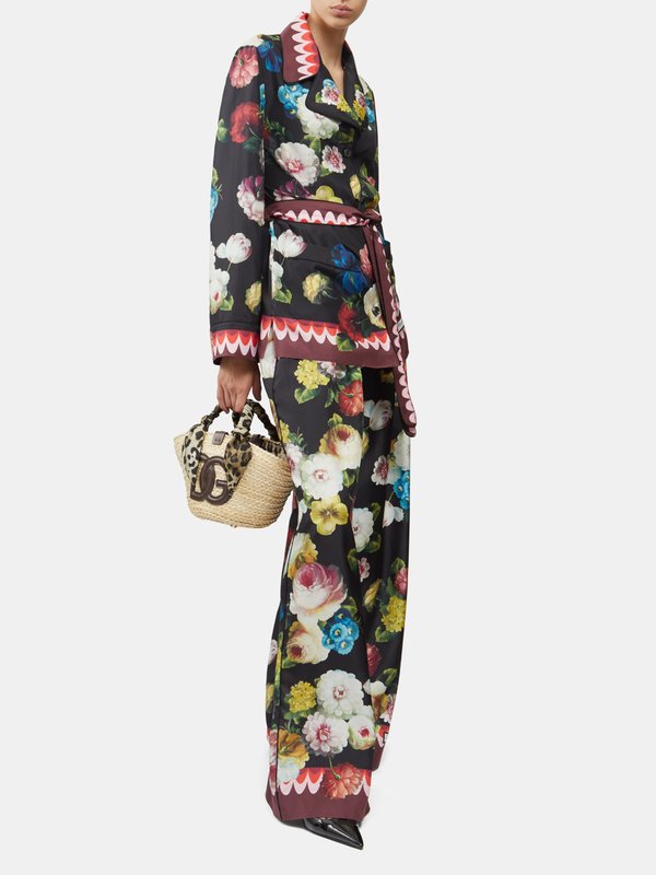 Dolce & Gabbana Floral-print wide-leg silk trousers