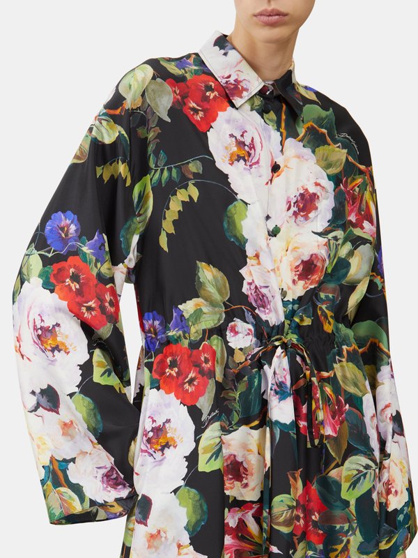 Dolce & Gabbana Floral-print silk-habotai kaftan dress