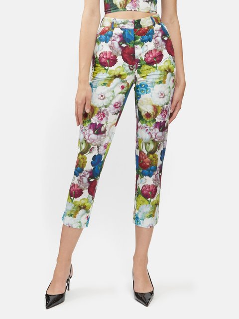 Buy Red Vegan Silk Printed Floral Trousers For Women by Studio Rigu Online  at Aza Fashions.