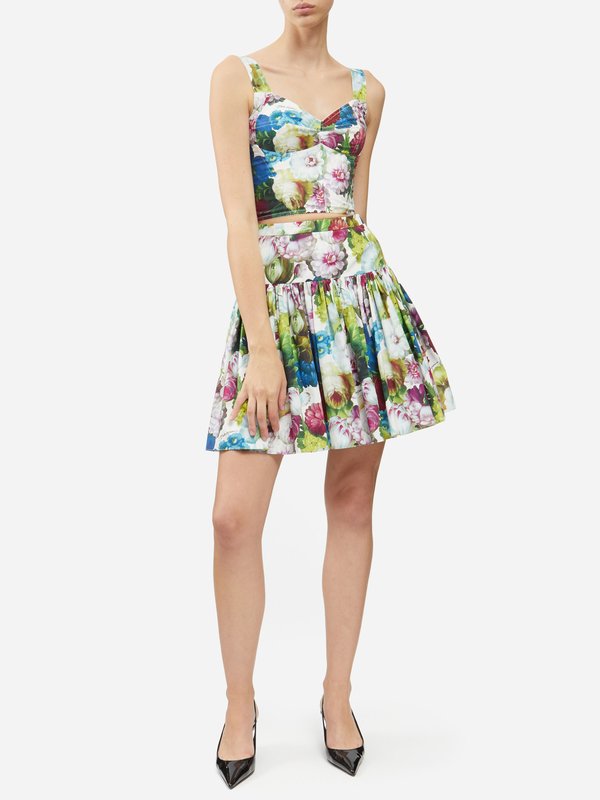 Dolce & Gabbana Floral-print cotton-poplin mini skirt