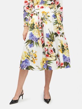 Dolce & Gabbana Floral-print poplin midi skirt