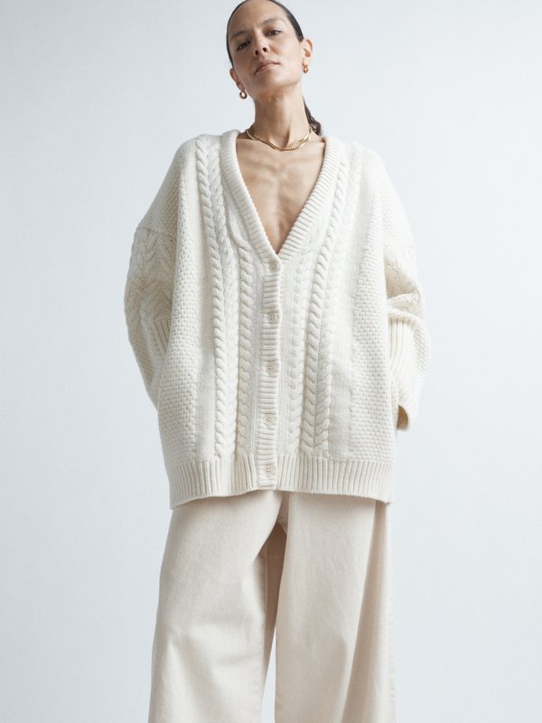 Raey Cable knit wool and cashmere blend chunky cardigan
