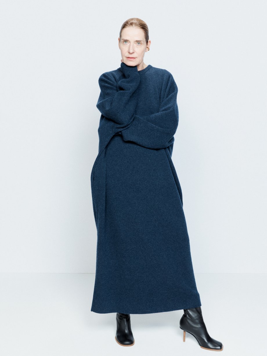Navy Knitted wool cocoon dress | Raey | MATCHES UK