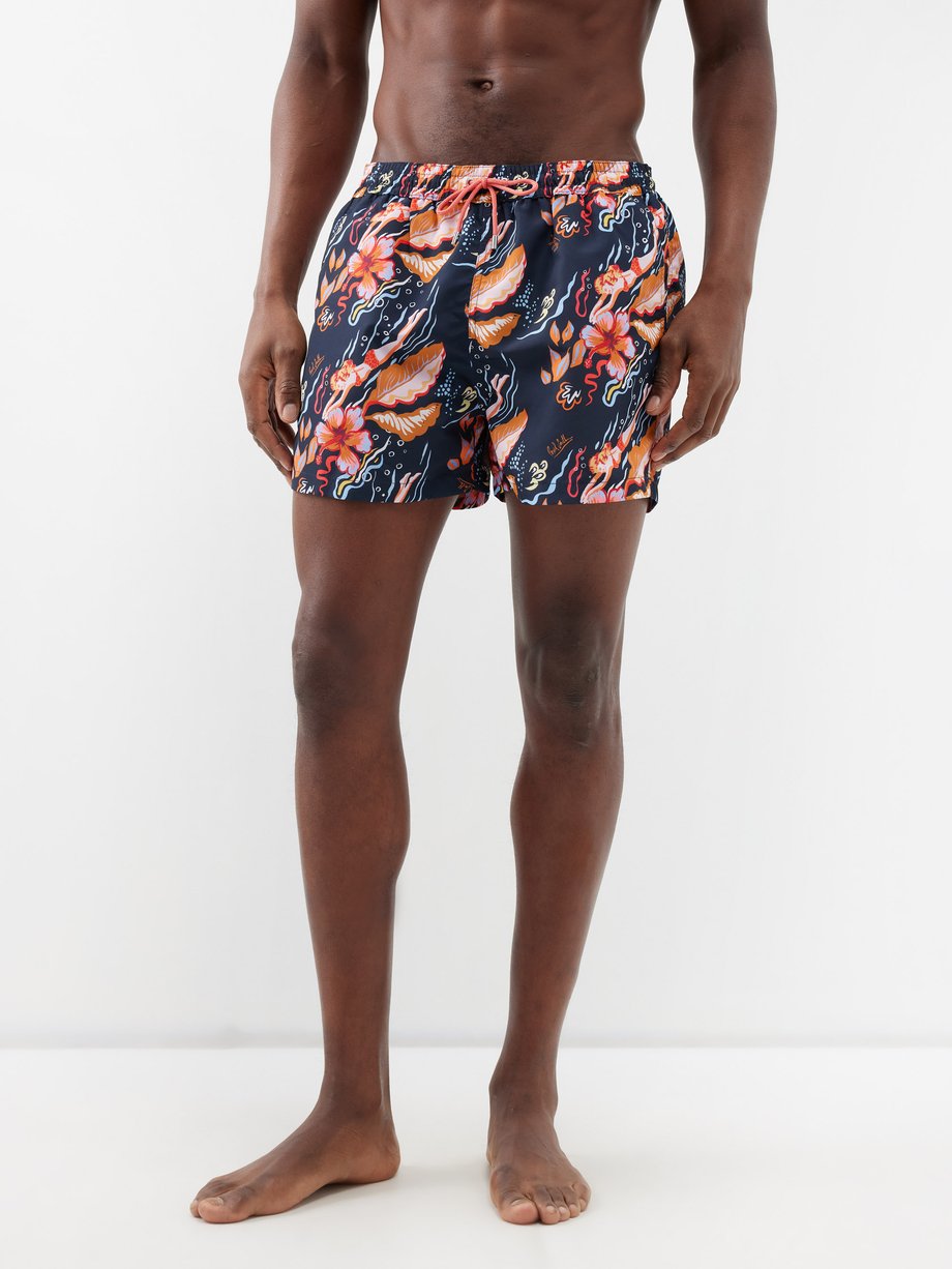 Paul Smith Hawaiian-print recycled-blend swim shorts
