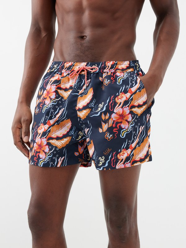 Paul Smith Hawaiian-print recycled-blend swim shorts