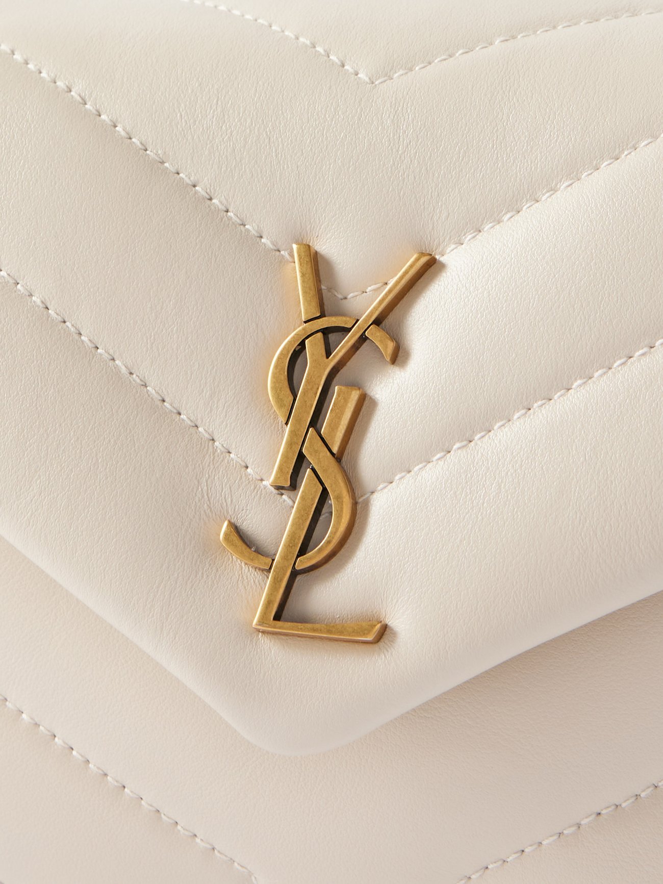 Saint Laurent White/gold small Loulou bag