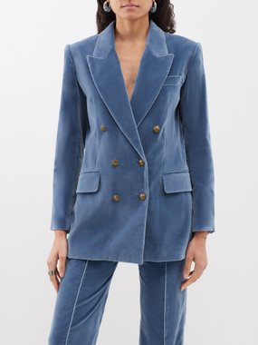 FRAME Double-breasted velvet suit jacket