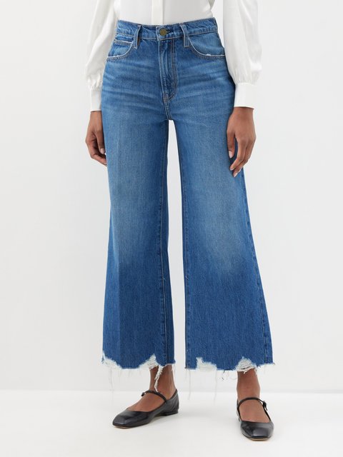 Blue High-rise kick-flare jeans, ALAÏA