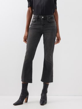 Frame Denim Frame Le High Straight Rockstar Crop Jeans in Black Denim  ref.494454 - Joli Closet