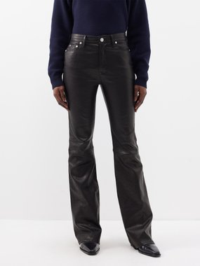 Gucci Black Plonge Leather Flare Trousers