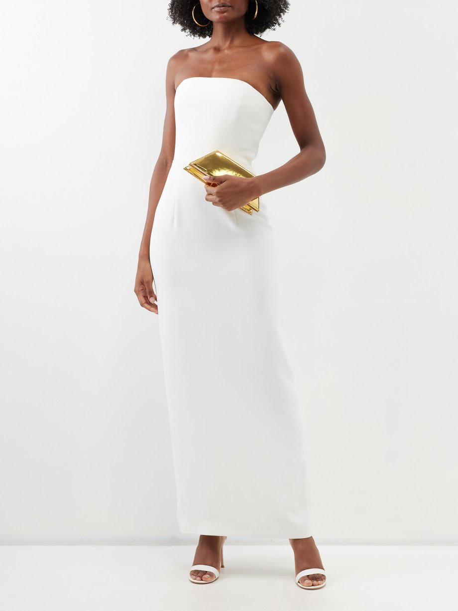 White Samare strapless crepe column gown | 16Arlington | MATCHESFASHION UK