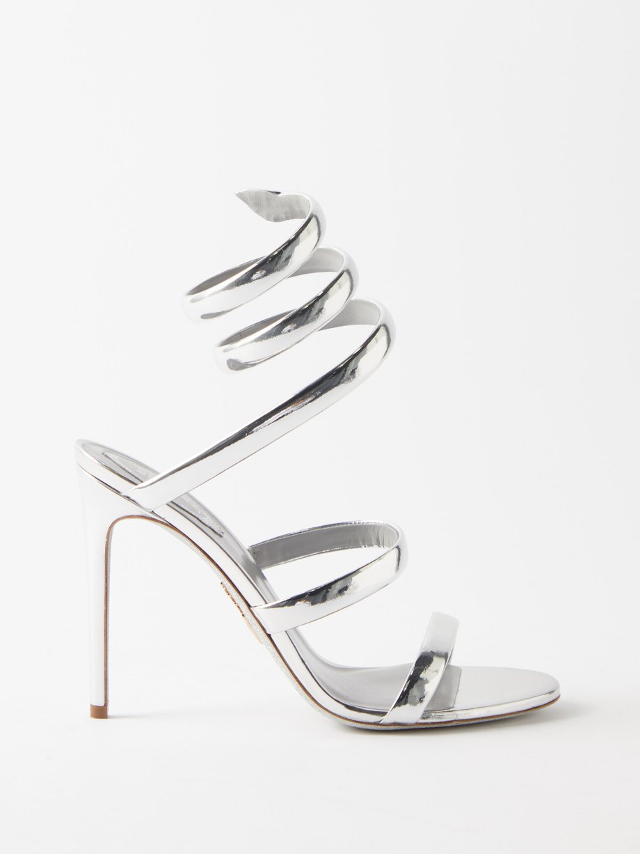 Silver Cleo 105 metallic-leather sandals | Rene Caovilla | MATCHES UK