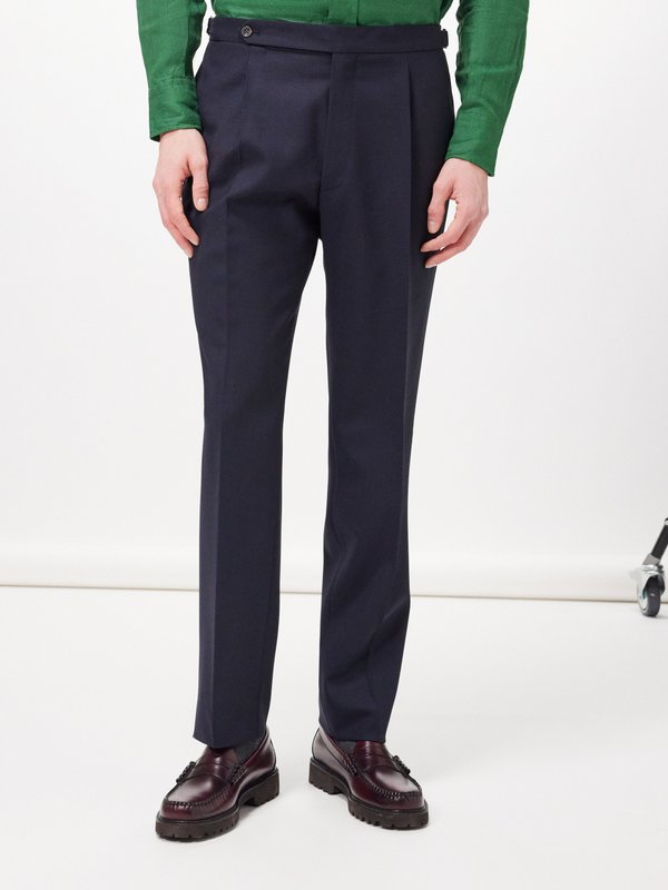 Drake's Pleated tropical-wool suit trousers