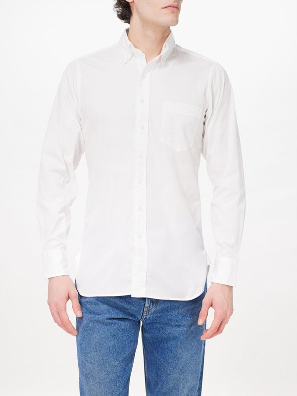 Drake's Button-down collar cotton-poplin shirt