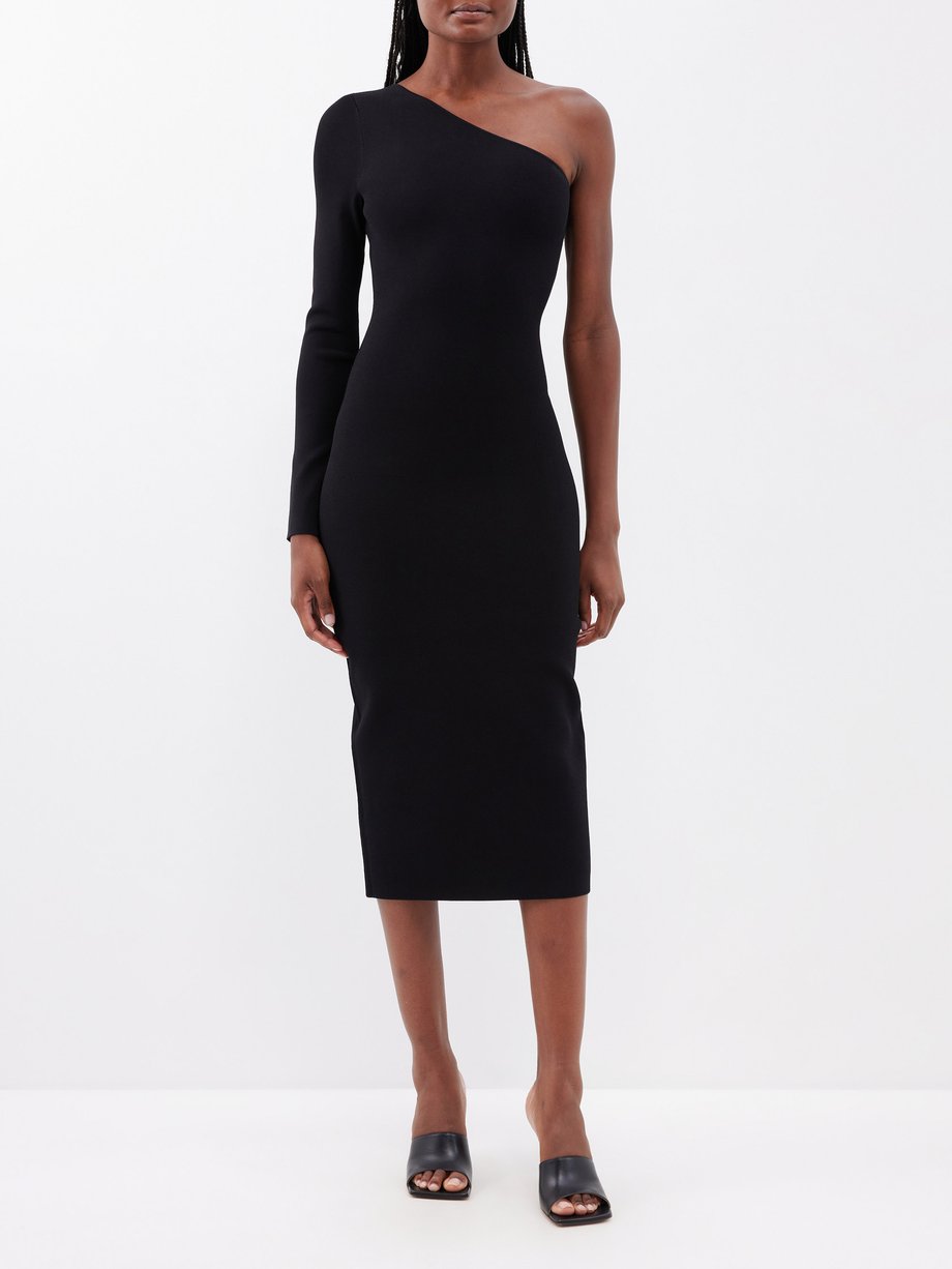 Black VB Body one-shoulder jersey midi dress | Victoria Beckham ...