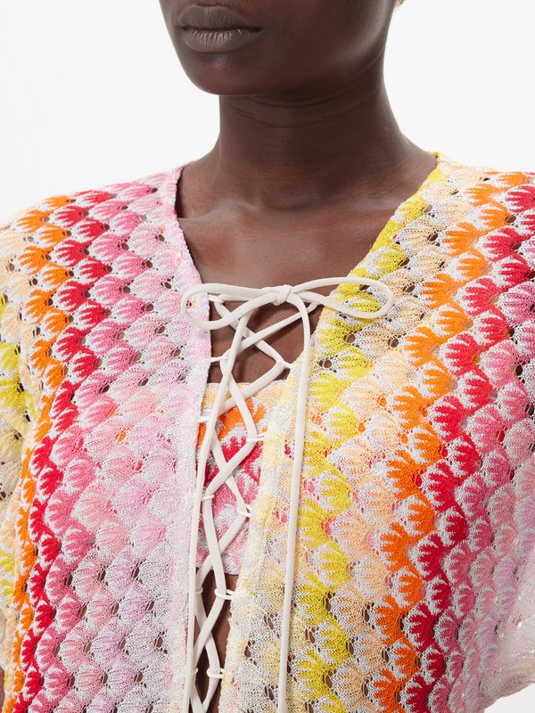 Missoni Open-knit lace-up maxi kaftan