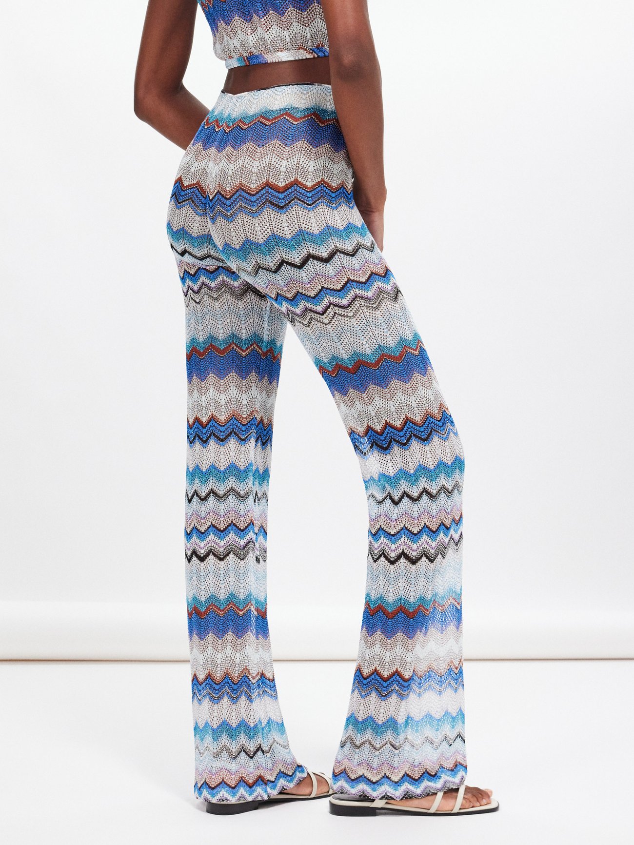 High-rise zigzag-knit trousers