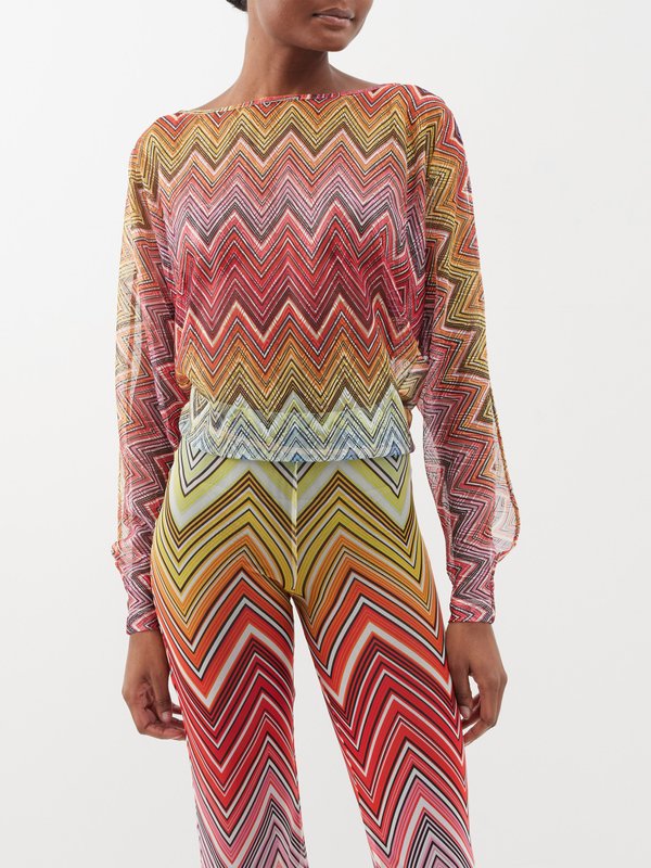 Multicoloured Chevron-knit long-sleeved top | Missoni | MATCHES UK