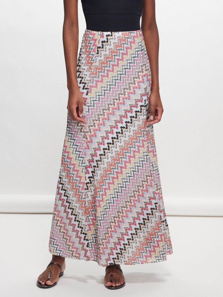Missoni Zigzag lamé-knit maxi skirt