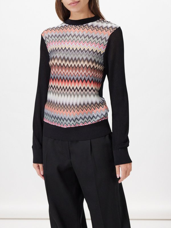 Missoni Zigzag metallic knit long-sleeve top