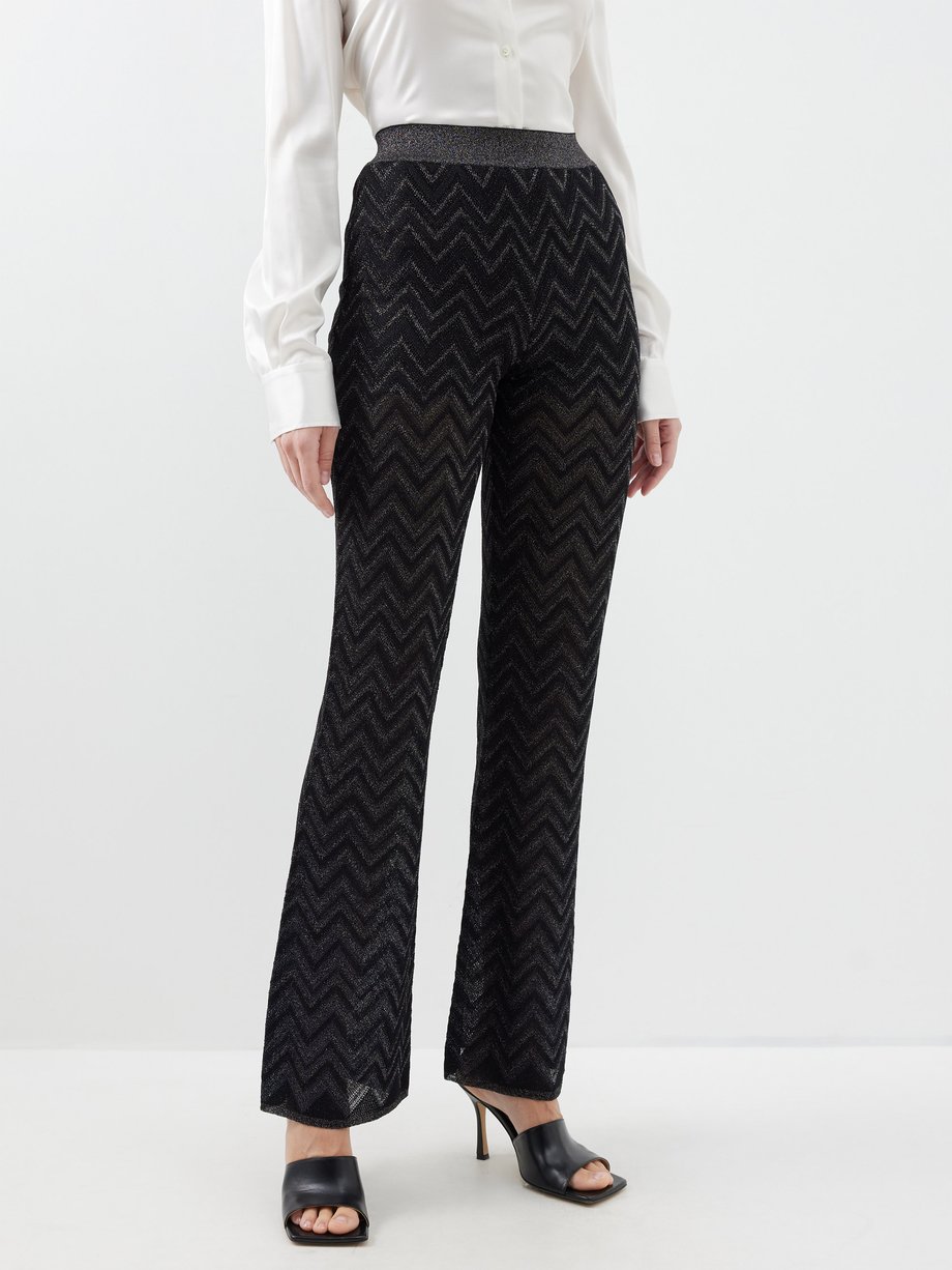 Missoni Zigzag knitted lurex trousers