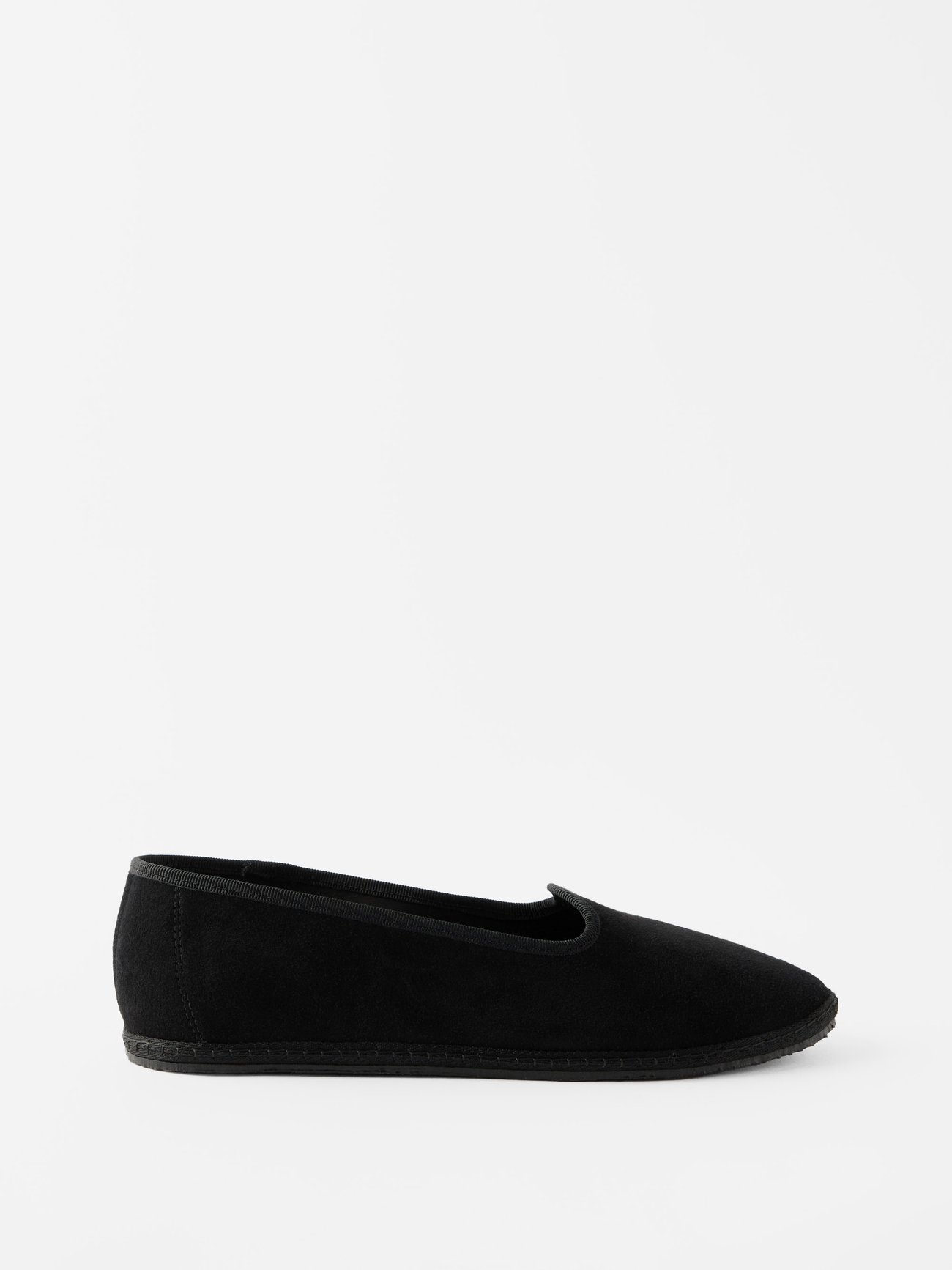 Black Blanket-stitched suede furlane slippers | Vibi Venezia | MATCHES UK