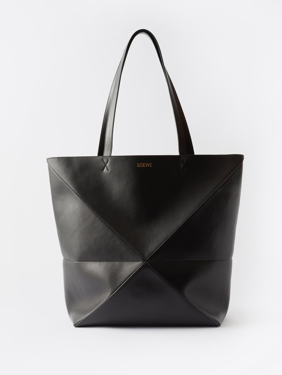Black Puzzle Fold large leather tote bag | LOEWE | MATCHES UK