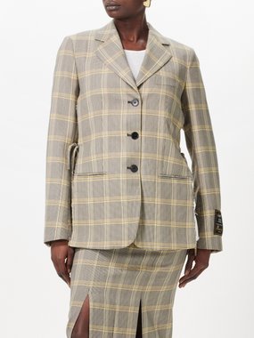 Marni Open-seam checked wool-blend tailored jacket
