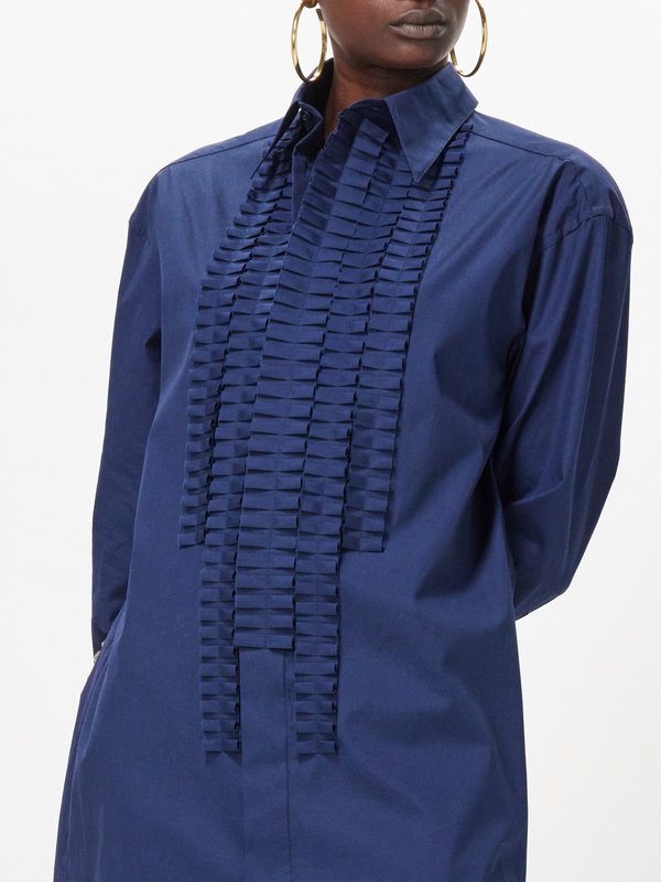 Marni Ruffle-trimmed cotton-poplin shirt dress