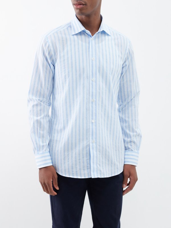 Barena Venezia Surian striped cotton-blend shirt