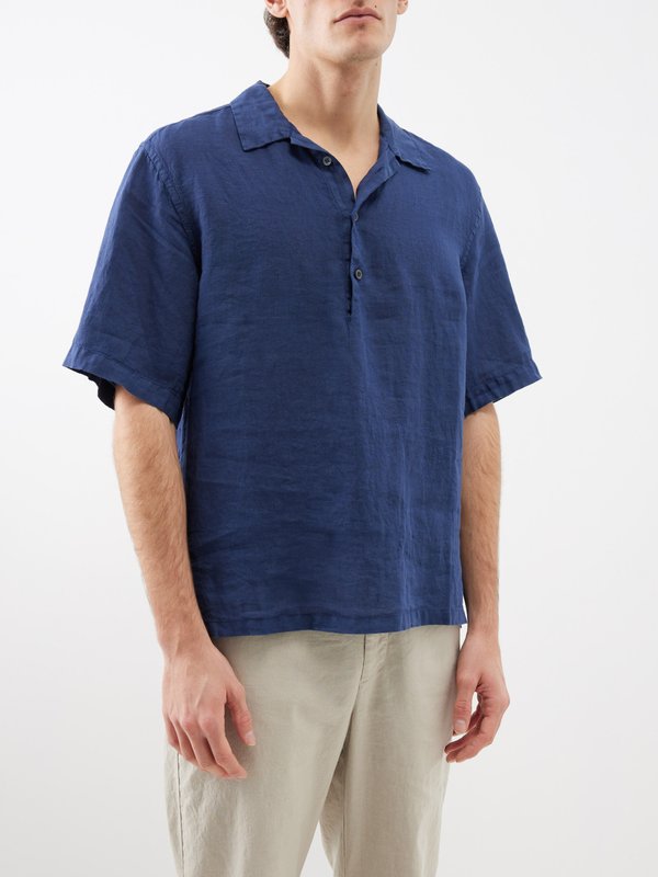 Barena Venezia Mola half-button linen polo shirt