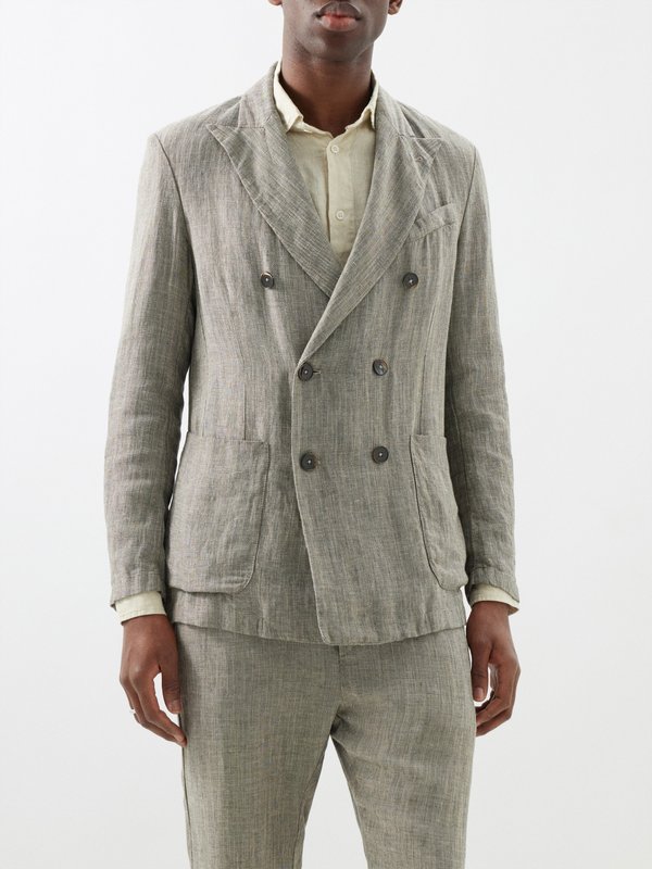 Barena Venezia Double-breasted canvas suit jacket