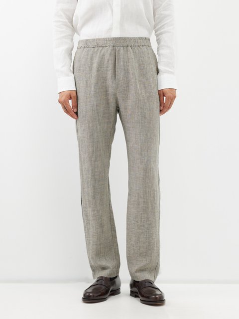 Grey Pressed-front melange tweed trousers | Bottega Veneta