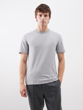Officine Générale Striped cotton and linen-blend T-shirt