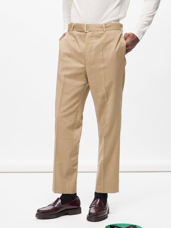 Officine Générale Hoche belted virgin-wool trousers
