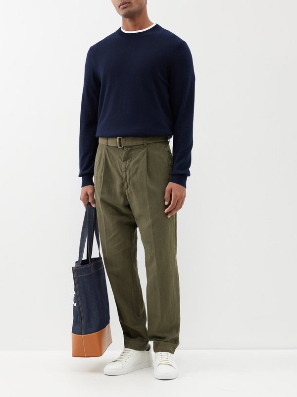 Officine Générale Hugo belted garment-dyed lyocell-blend trousers