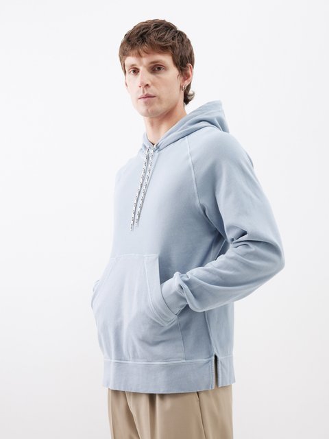 Blue Denim-washed cotton-jersey hoodie, Balenciaga