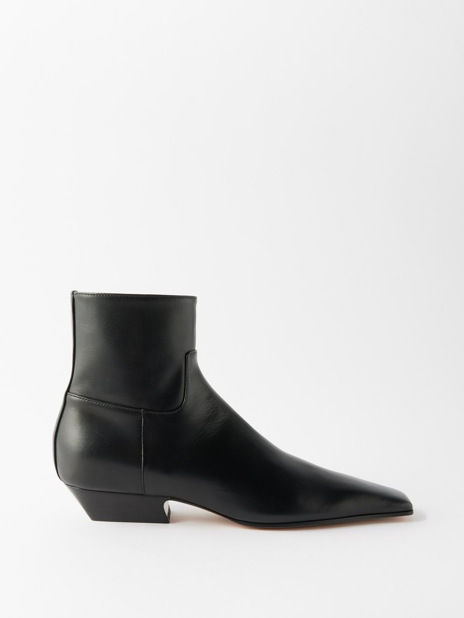 Black Marfa leather ankle boots | Khaite | MATCHES UK