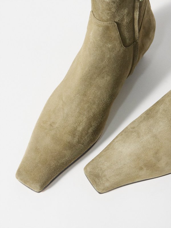 The Marfa Ankle Boot in Khaki Suede– KHAITE