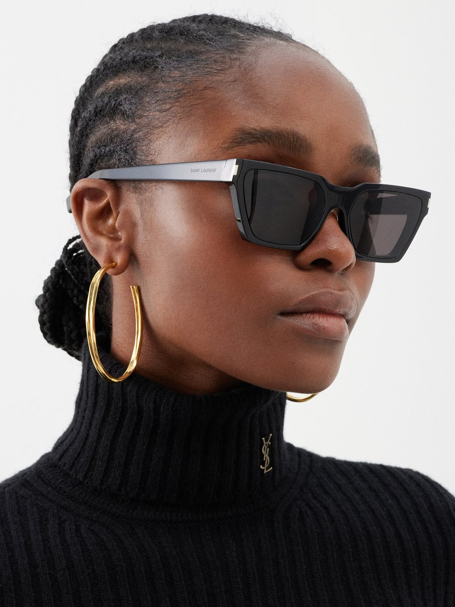 Black Angular cat-eye acetate sunglasses | Saint Laurent | MATCHES UK