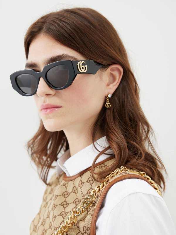 Gucci Eyewear Lunettes de soleil géométriques en acétate