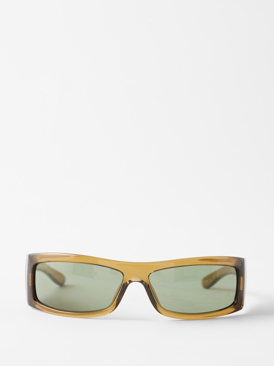 Green Rectangular acetate sunglasses Gucci MATCHES UK