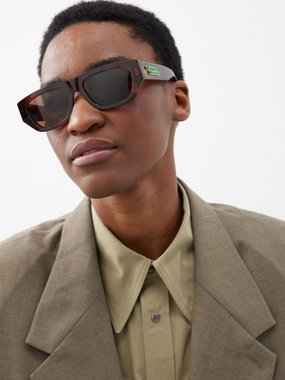 Bottega Veneta Eyewear Bottega Veneta Rectangular tortoiseshell-acetate sunglasses