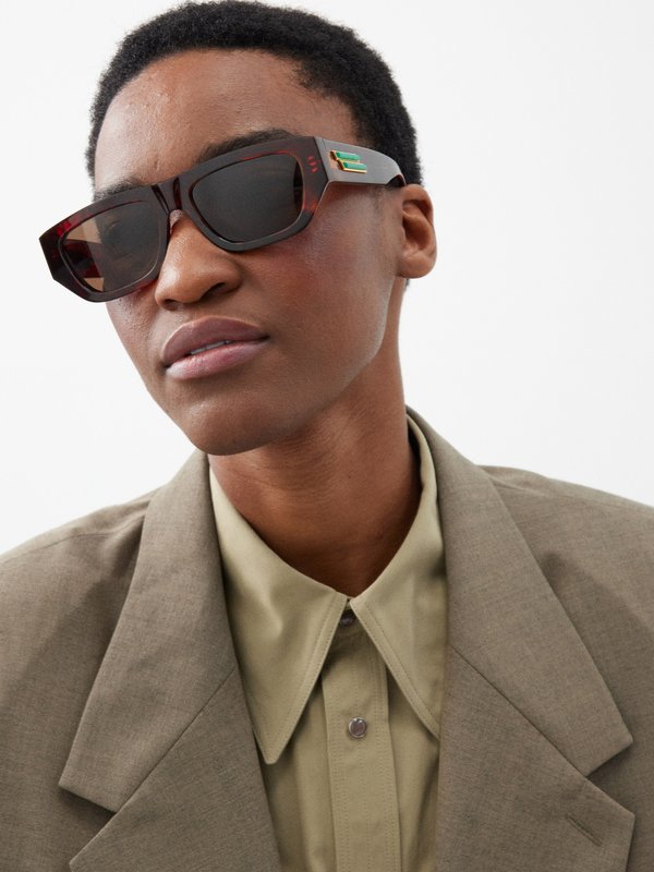 Bottega Veneta Eyewear (Bottega Veneta) Rectangular tortoiseshell-acetate sunglasses