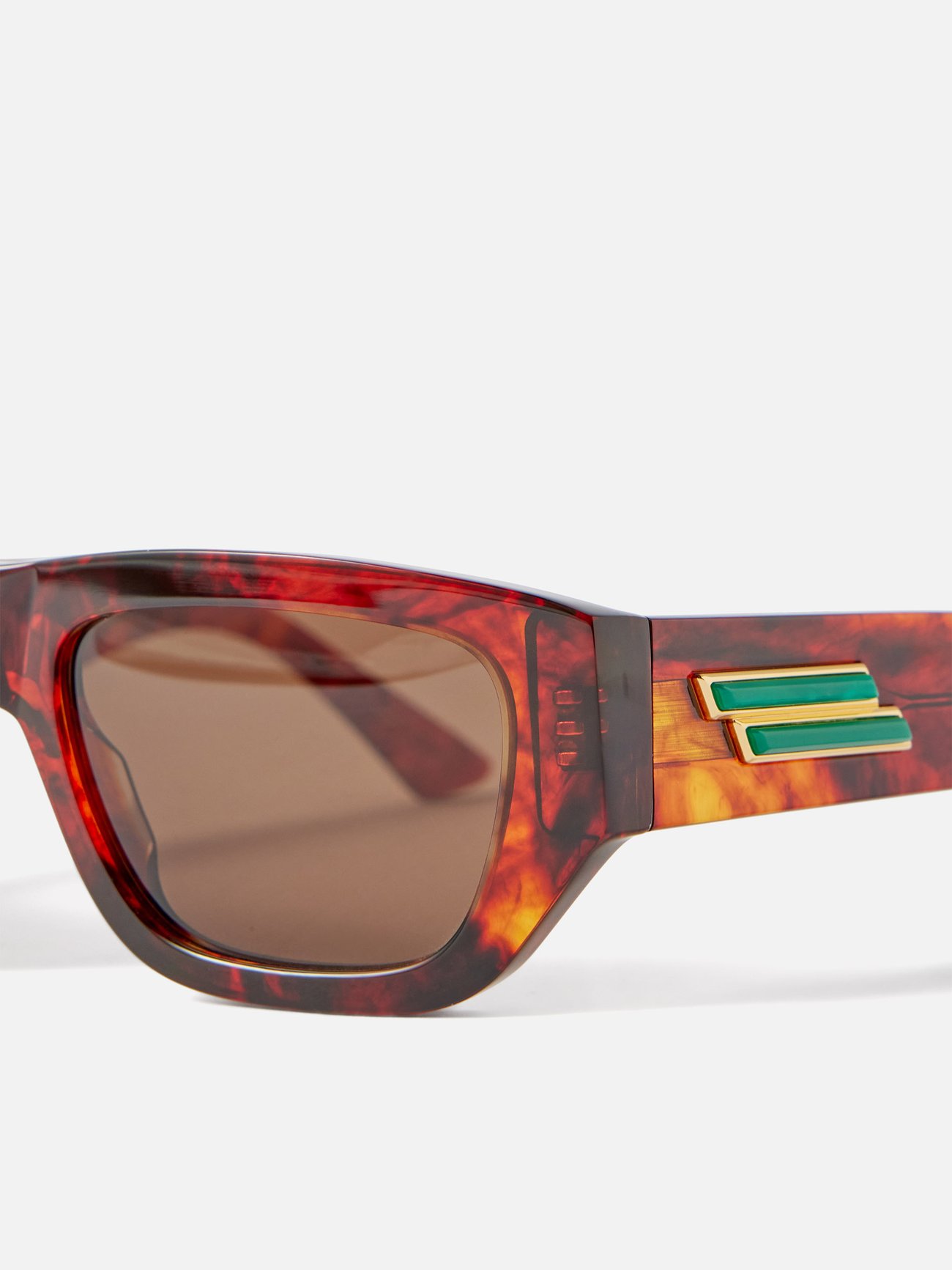 Brown Rectangular tortoiseshell-acetate sunglasses | Bottega 