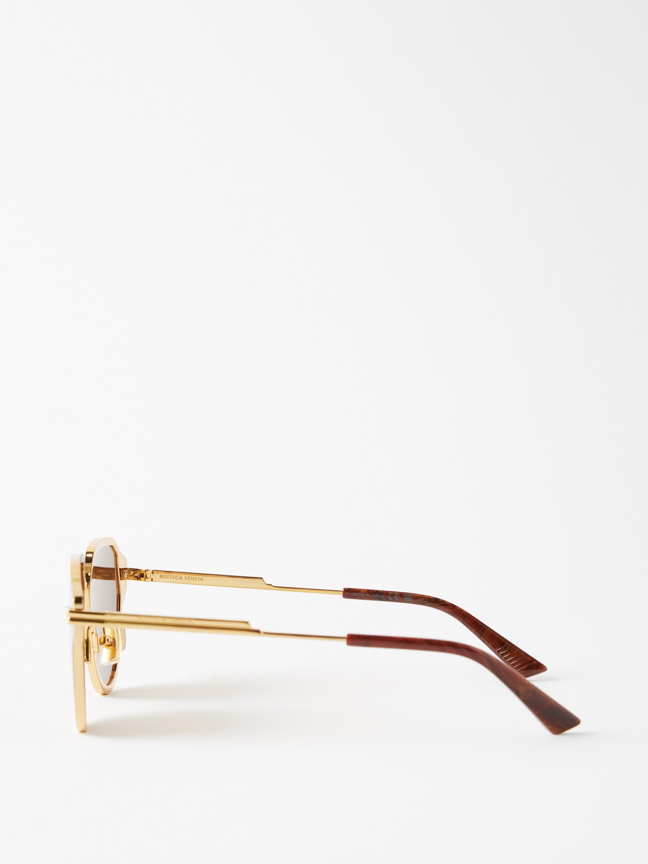 Bottega Veneta Metal Aviator Sunglasses - Gold Frame / Yellow Lens – Kith